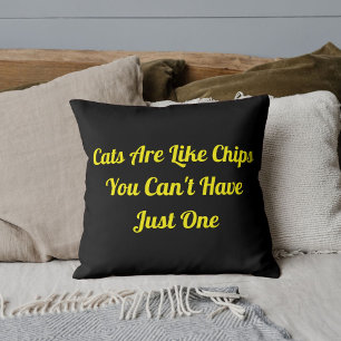 Cats Personalized Funny Cool Funny Pet Quote Black Throw Pillow