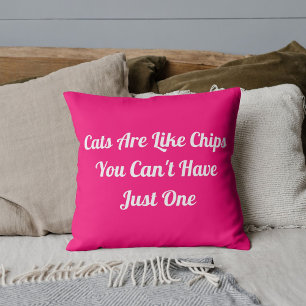 Cats Personalized Funny Cool Modern Pet Quote Pink Throw Pillow