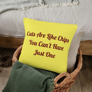 Cats Personalized Funny Cool Pet Quote Yellow Throw Pillow