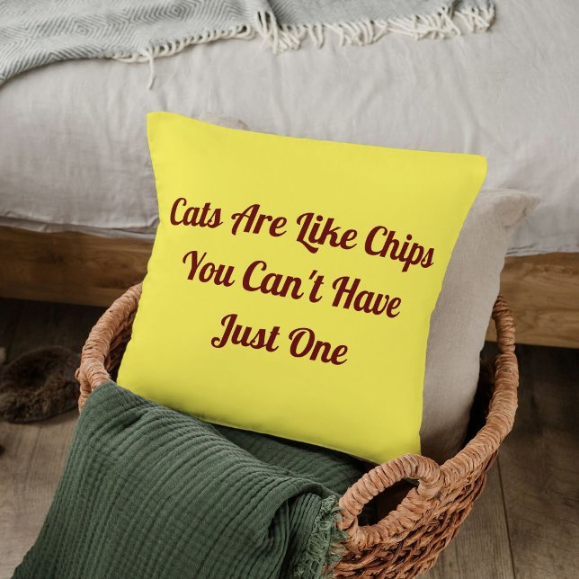 Cats Personalized Funny Cool Pet Quote Yellow Throw Pillow (Creator Uploaded)