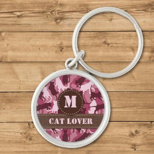 Cats Pink Camouflage Keychain