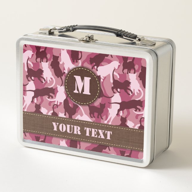 Cats Pink Camouflage Metal Lunch Box (Front)