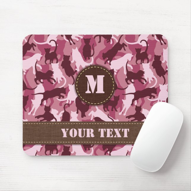 Cats Pink Camouflage Mouse Pad (With Mouse)