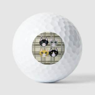 Cats plaid gray/cream golf balls