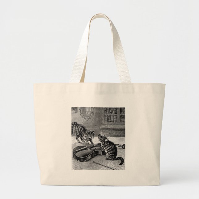 Cats Play Large Tote Bag (Front)