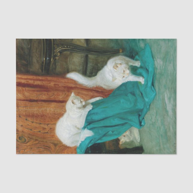 Cats Playing by Arhur Heyer Tissue Paper (Front)