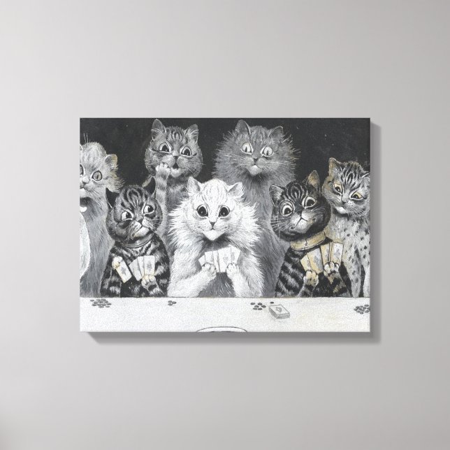 Cats Playing Cards - Louis Wain Canvas Print (Front)