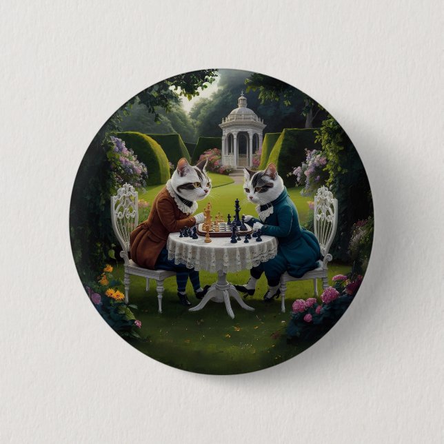 Cats playing Chess 2 Inch Round Button (Front)