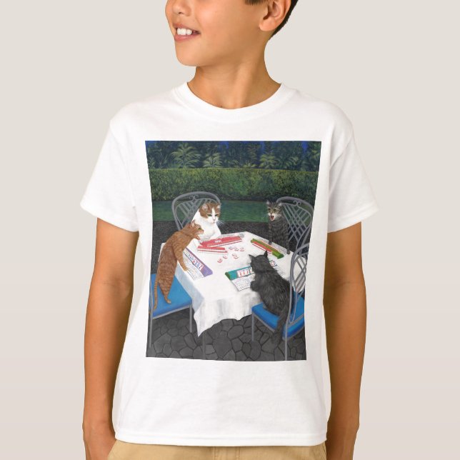 Cats Playing Mahjong T-Shirt (Front)