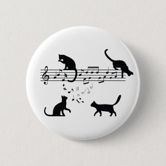 Cats Playing Music Notes 2 Inch Round Button