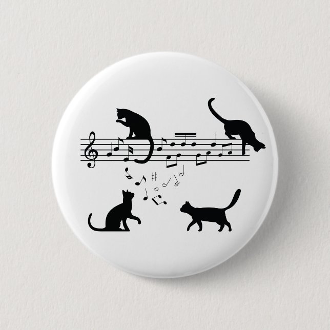 Cats Playing Music Notes 2 Inch Round Button (Front)