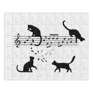 Cats Playing Music Notes Jigsaw Puzzle