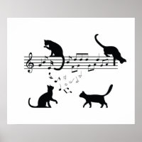 Cats Playing Music Notes