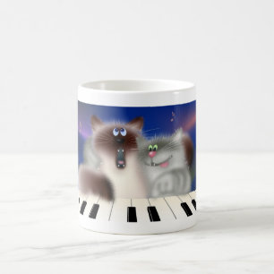 Cats Playing Piano Magic Mug