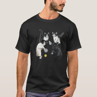 cats playing pickleball Crazy Cat Pickleball T-Shirt