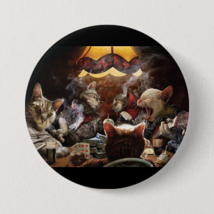 Cats playing poker 3 inch round button