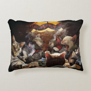 Cats playing poker accent pillow
