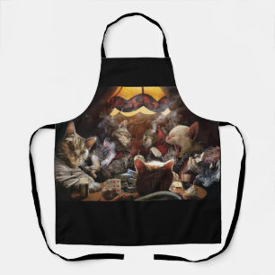 Cats playing poker apron