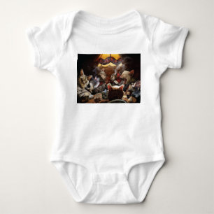 Cats playing poker baby bodysuit