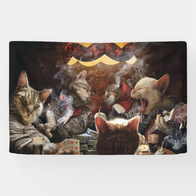 Cats playing poker banner (Horizontal)