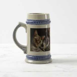 Cats playing poker beer stein