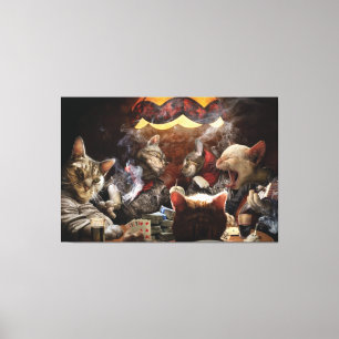 Cats playing poker  canvas print