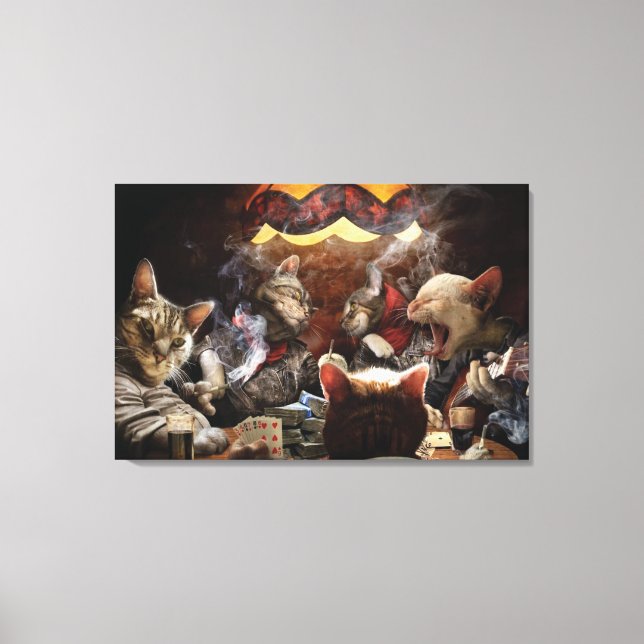 Cats playing poker   canvas print (Front)