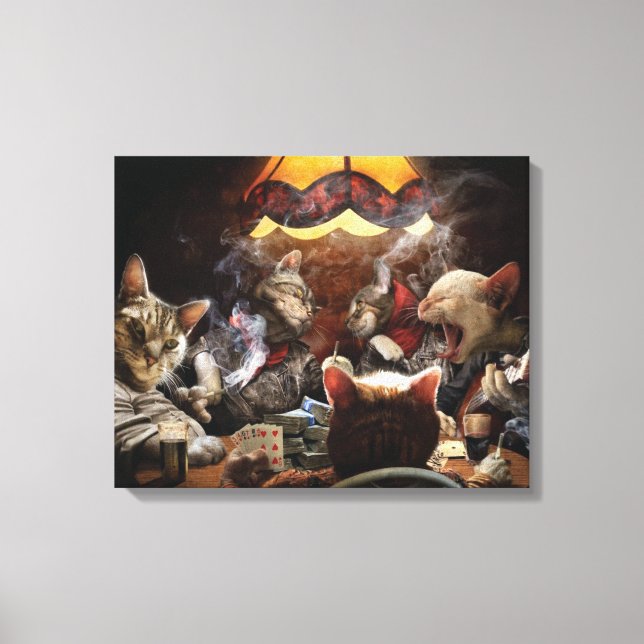 Cats playing poker   canvas print (Front)