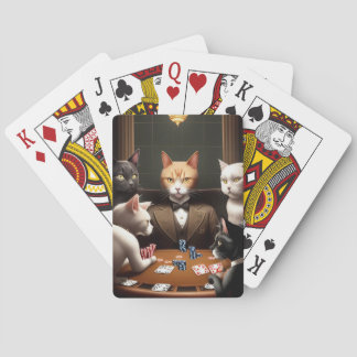 Cats playing poker cards