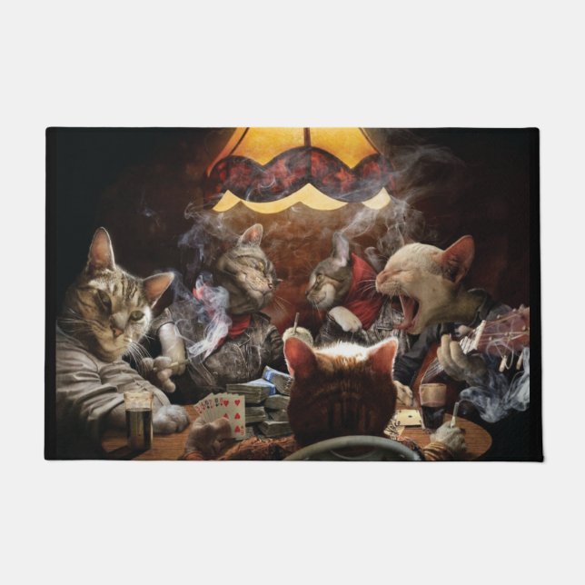Cats playing poker   doormat (Front)