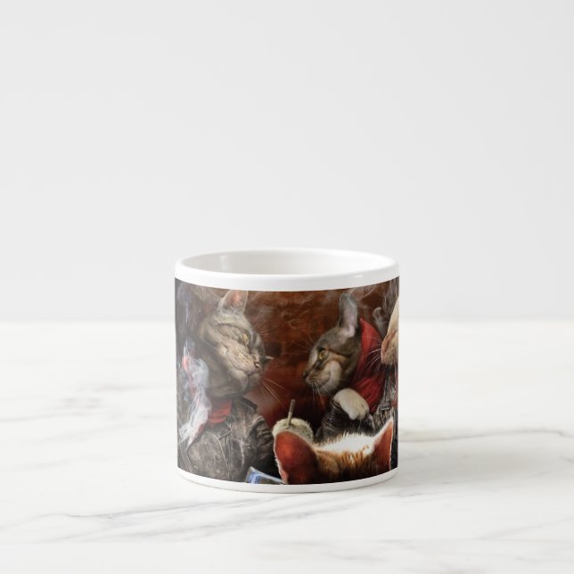 Cats playing poker   espresso cup (Front)