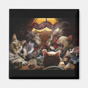 Cats playing poker  magnet