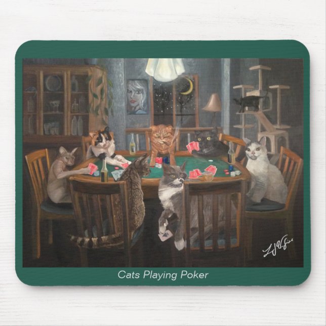Cats Playing Poker -  Mouse Pad (Front)