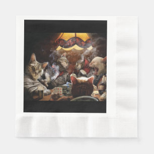 Cats playing poker  napkin
