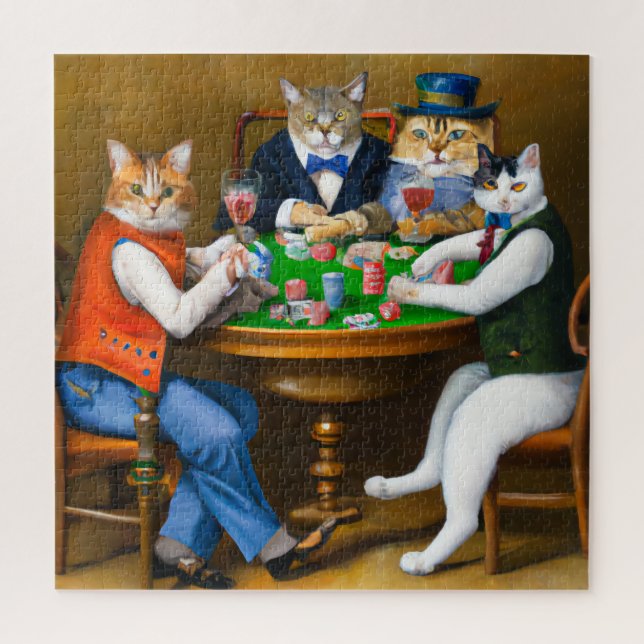 Cats Playing Poker, Puzzle 676 Pieces (Vertical)