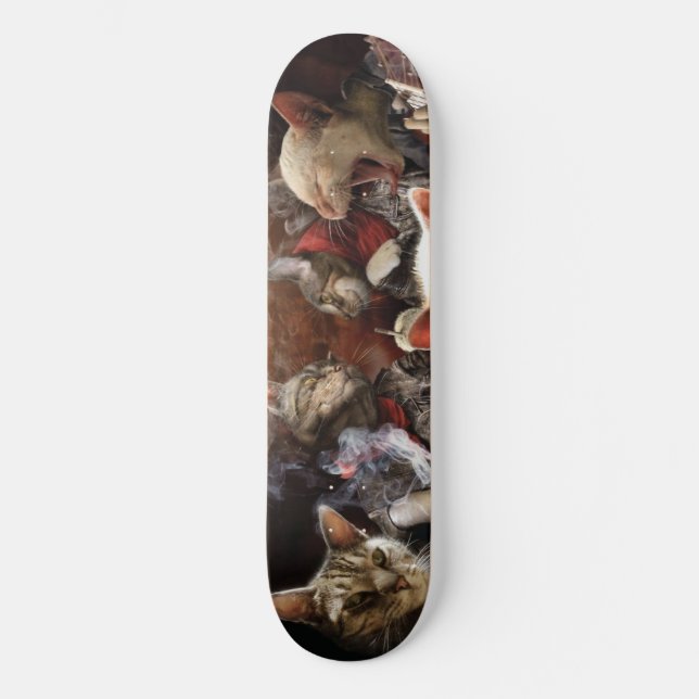 Cats playing poker  skateboard (Front)