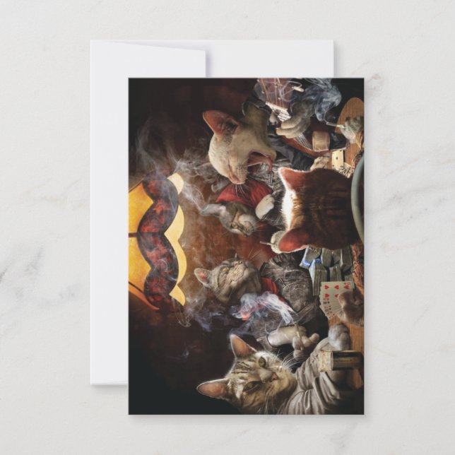 Cats playing poker  thank you card (Front)