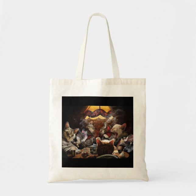 Cats playing poker   tote bag (Front)