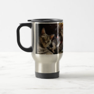 Cats playing poker travel mug
