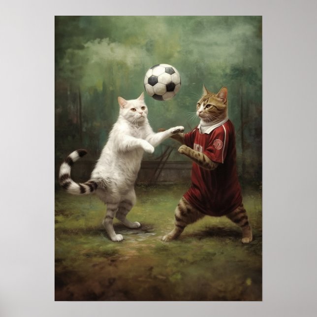 Cats Playing Soccer Poster (Front)