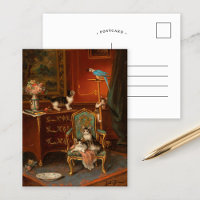 Cats Playing with a Parrot | Jules Le Roy