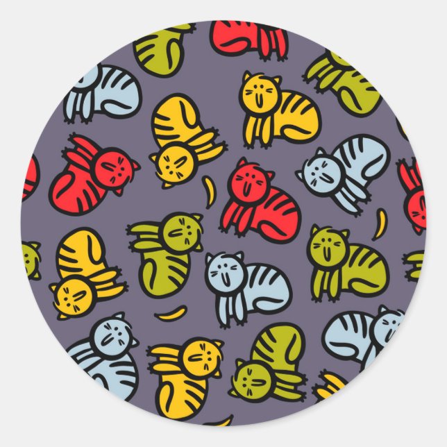 Cats plus bananas classic round sticker (Front)