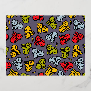 Cats plus bananas foil invitation postcard