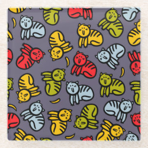Cats plus bananas glass coaster