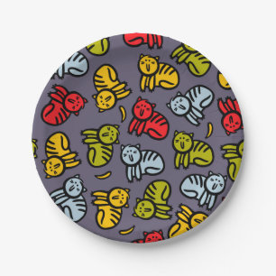 Cats plus bananas paper plate