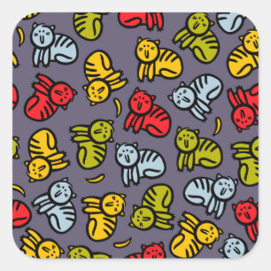 Cats plus bananas square sticker