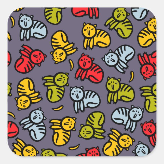Cats plus bananas square sticker (Front)