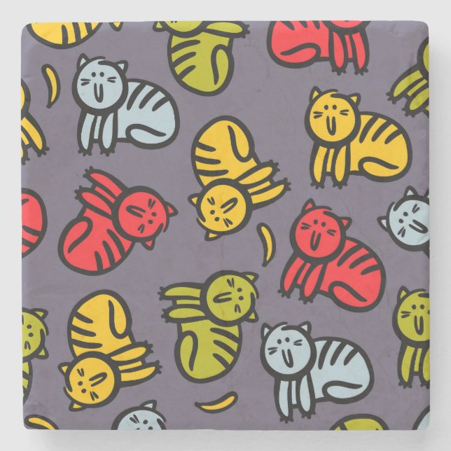 Cats plus bananas stone coaster (Front)