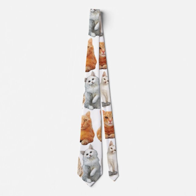 Cats print pattern 01x4 tie (Front)