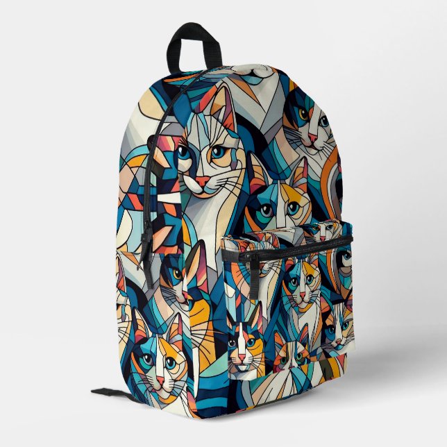 cats printed backpack (Back Corner Left)